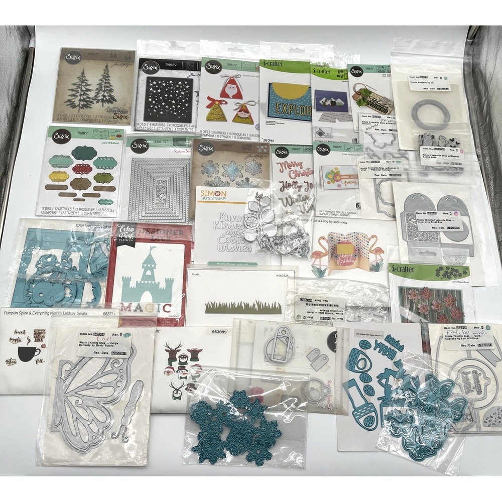 Huge Sizzix Thinlits Cutting Dies Lot Mixed New & Used Scrapbooking Card Making